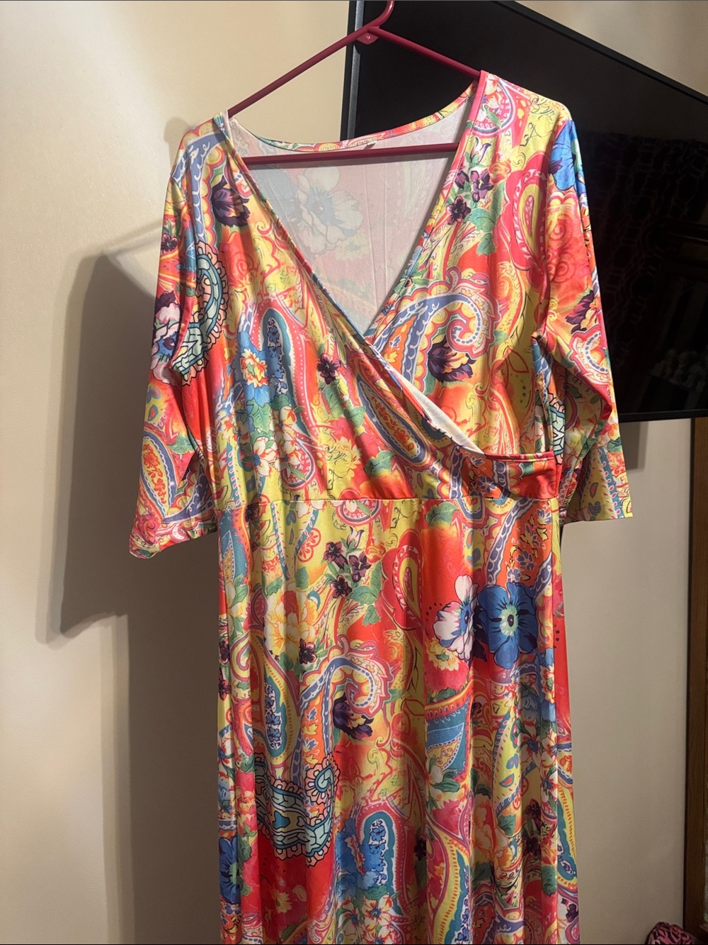 Amazon Vibrant Paisley Floral Maxi Dress - Red, Yellow, Blue, Green